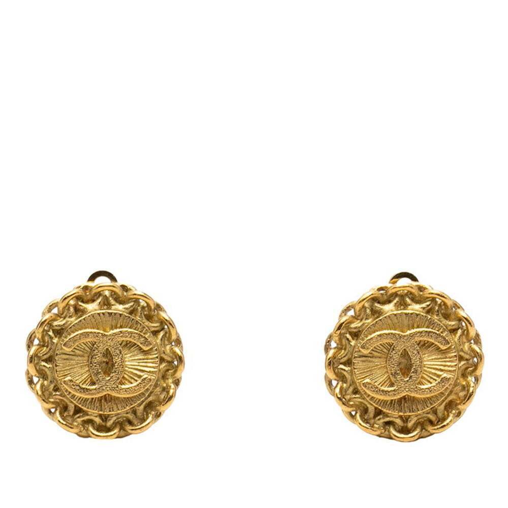 CHANEL Vintage Gold Logo Earrings